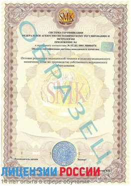 Образец сертификата соответствия (приложение) Анадырь Сертификат ISO 13485